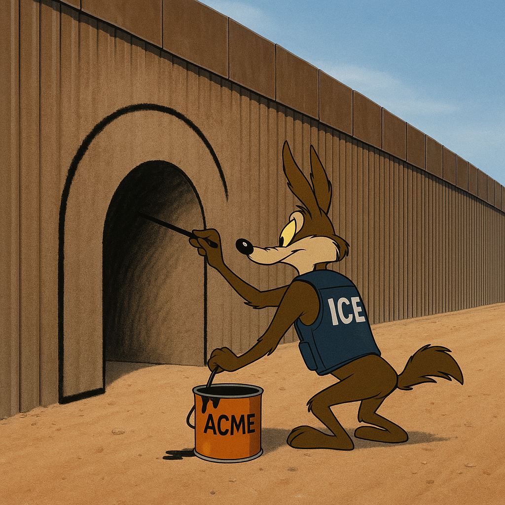 Kirsti Noem Orders ICE To Paint Fake Tunnel On Border Wall