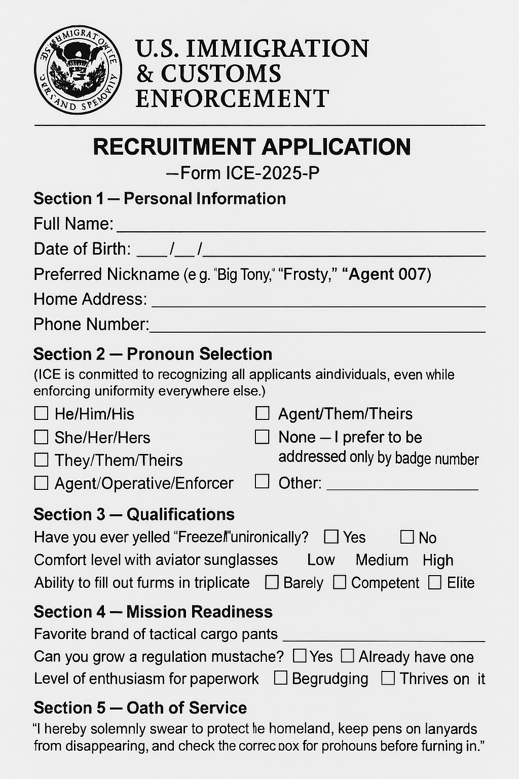 ICE Application Includes Pronouns Selection And More